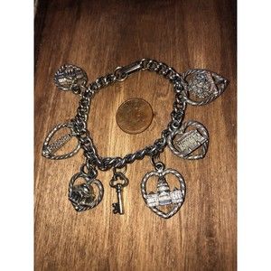 Washington DC Heart Charms Bracelet Cherry Blossom Capitol White House Silver